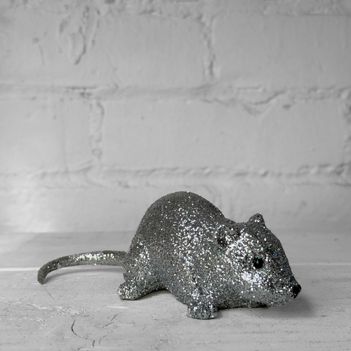Medium Silver Glitter Mouse