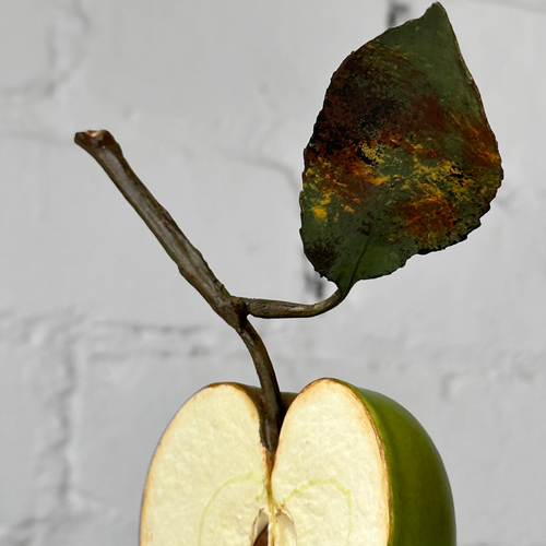 Porcelain Sliced Green Apple with Leaf