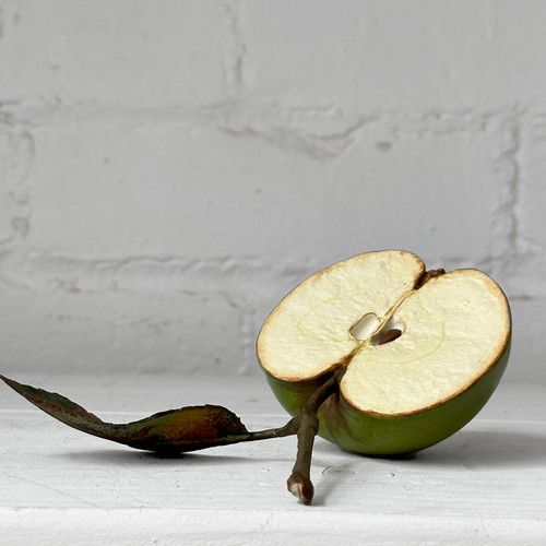 Porcelain Sliced Green Apple with Leaf