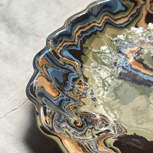 Portuguese Scalloped Platter in Papeete (PP #015) | Sylvie Saint-Andre Perrin