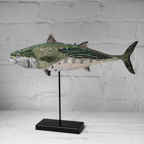 Hand-Beaded Little Tunny Fish on Stand by Trovelore