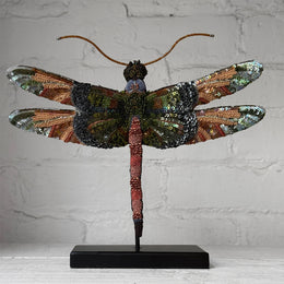 Hand-Beaded Spangle Dragonfly on Stand by Trovelore