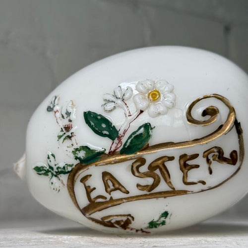 Antique Victorian Painted Milk Glass Easter Egg (#6)