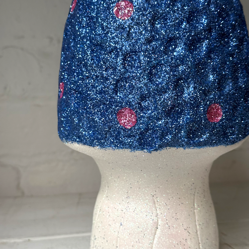 Glitter Morel Mushroom in Royal with Few White Dots