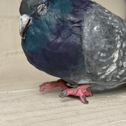 Papier-Mâché Painted Pigeon #06