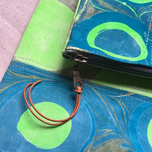 Hand Marbled One-of-a-Kind Zipper Pouch (#P04)