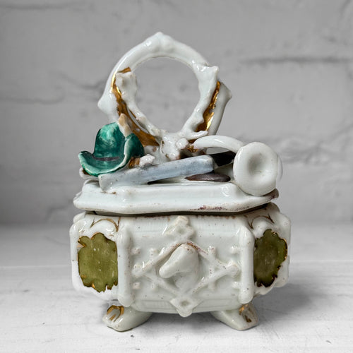 Antique German Porcelain Fairing Trinket Box (#06)