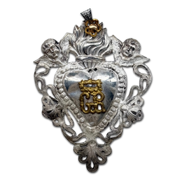 19th-century Italian Ex-Voto Sacred Silver Heart (No. 106)