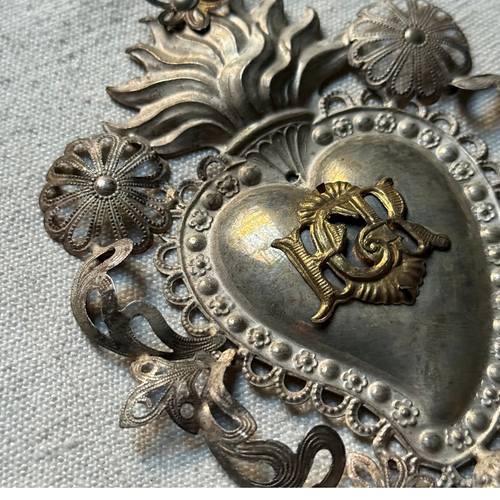 19th Century Italian Ex-Voto Sacred Silver Heart (No. 3)
