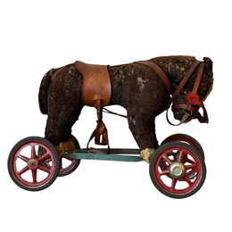 19th-century French Toy Horse on Wheels