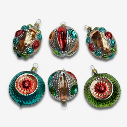 Set of 6 Colorful Reflector Ornaments