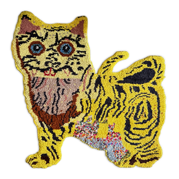 PO! Paris Nathalie Lete Woven & Knotted "Chat Tigre" Cat Rug/Tapestry