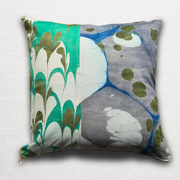 Hand Marbled One-of-a-Kind Pillow (26-03)