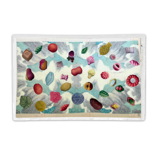 One-of-a-Kind Collaged Candies in the Clouds Mat (#6)