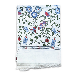 Madeline Weinrib x Kashmir Loom Wool Shawl in Ivory Blues