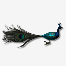 Peacock with Feather Clip-on Ornament
