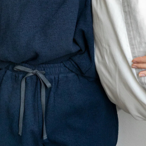 Navy Cotton Pile Relax Shorts