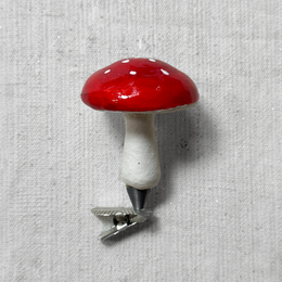 Nostalgic Large Clip-On Paper Mushroom Ornament in Red