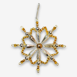 Silver & Gold Beaded Flower Ornament