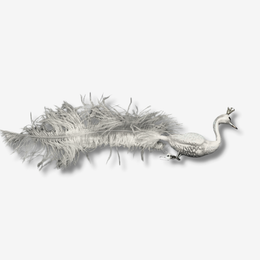 White Feather Tailed Clip-on Swan Ornament