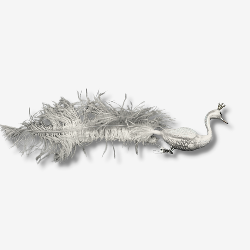White Feather Tailed Clip-on Swan Ornament