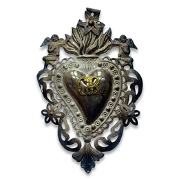 19th-century Italian Ex-Voto Sacred Silver Heart (#7)