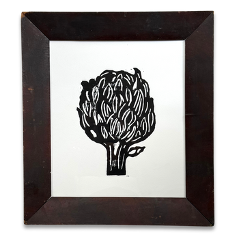 Hugo Guinness "Artichoke" Linocut in a Vintage Frame