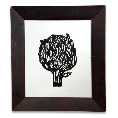 Hugo Guinness "Artichoke" Linocut in a Vintage Frame