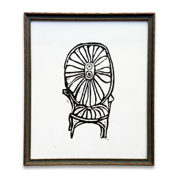 Hugo Guinness "Chair" Linocut in a Vintage Frame
