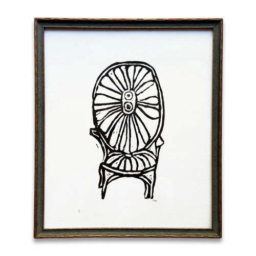 Hugo Guinness "Chair" Linocut in a Vintage Frame