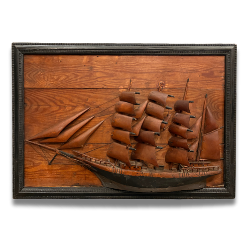 19th-century Carved American Ship Plaque