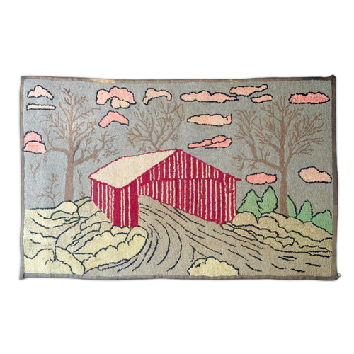 Vintage Pink Cloud Rag Rug