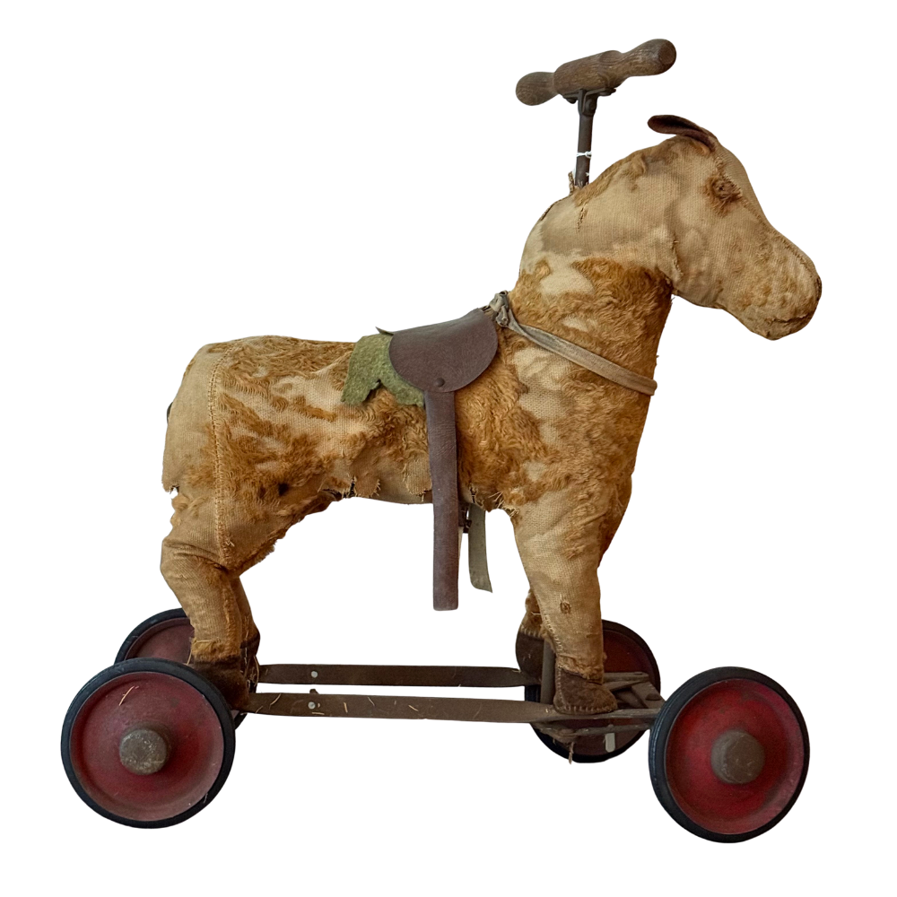 19th-century French Toy Horse on Wheels