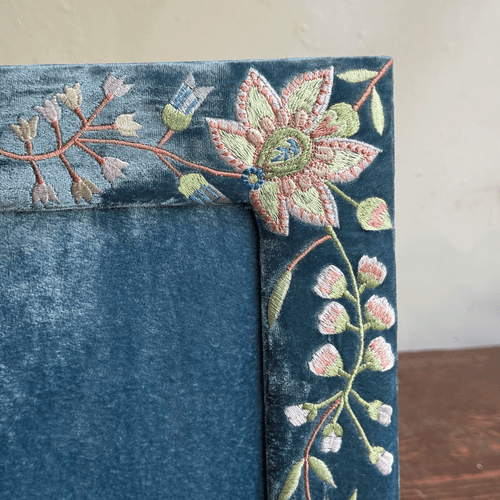 Madame Bovary Silk Velvet Tabletop Square Frame in Riviera Blue (#7)