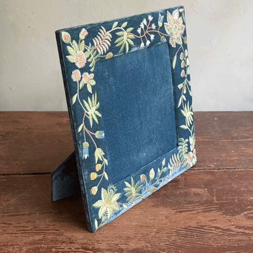 Madame Bovary Silk Velvet Tabletop Square Frame in Riviera Blue (#7)