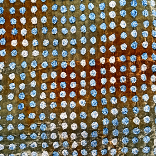 Dotty Embroidered Silk Velvet Throw in Shaded Lake