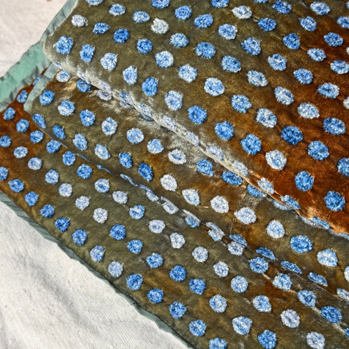 Dotty Embroidered Silk Velvet Throw in Shaded Lake