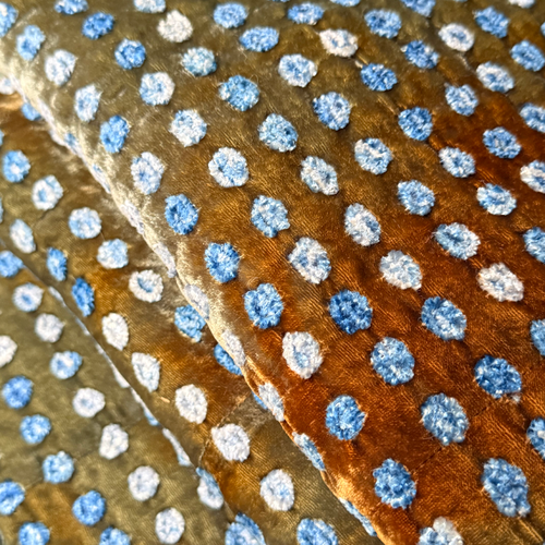 Dotty Embroidered Silk Velvet Throw in Shaded Lake