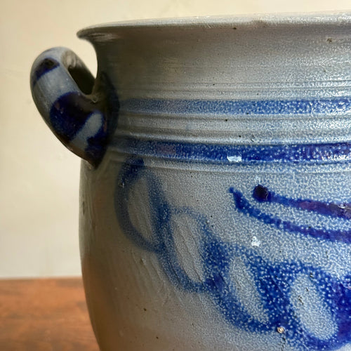 19th-century Salt-Glazed Stoneware German Crock (#7)