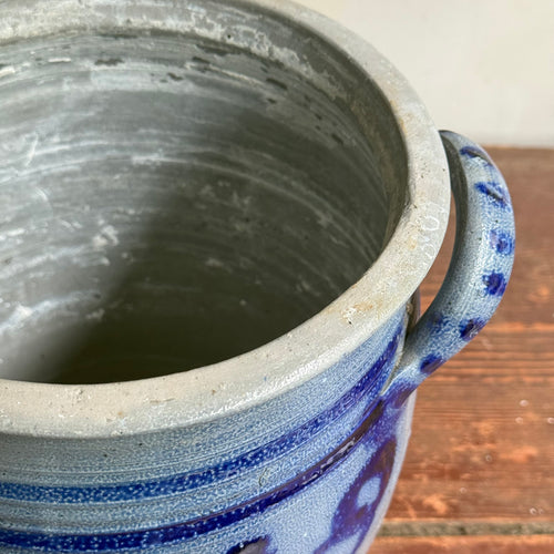 19th-century Salt-Glazed Stoneware German Crock (#7)