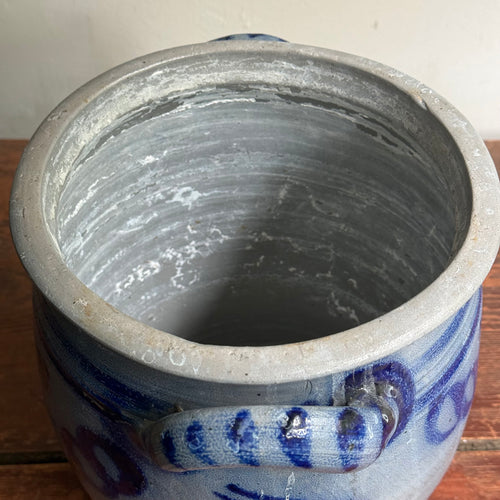 19th-century Salt-Glazed Stoneware German Crock (#7)
