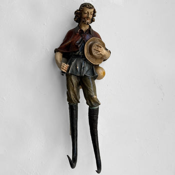Early 20th-century Carved Alpine Hunter Decorative Coat Hook (#3)