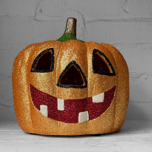 Ino Schaller Glitter Jack-O'-Lantern Pumpkin in Gold