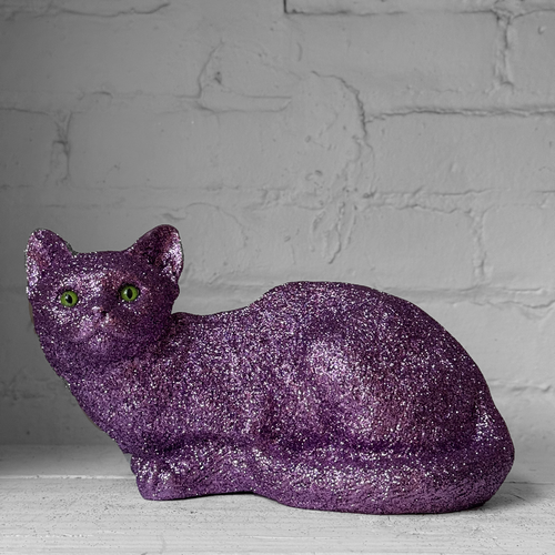 Ino Schaller Lying Glitter Cat in Lilac