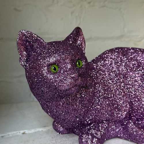 Ino Schaller Lying Glitter Cat in Lilac