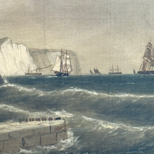 19th-century Clarkson Stanfield "Genoa" Coastal Seascape Painting