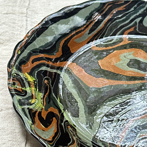 Marbled Dessert Plate XVIIIe in Byzance (BZ #707)