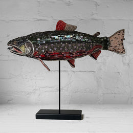 Hand-Beaded Brook Trout on Stand by Trovelore