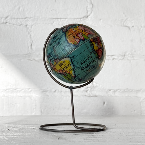 Early 20th-century Tin Globe on Stand