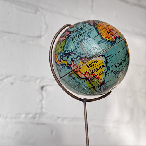 Early 20th-century Tin Globe on Stand